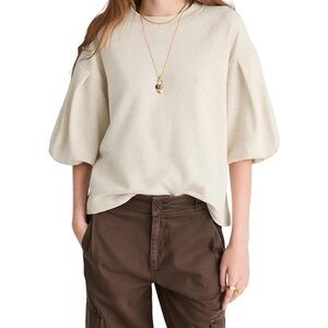 Madewell Puff Sleeves Sweatshirt Style in Heather NaturalCrewneck Top Women’s M